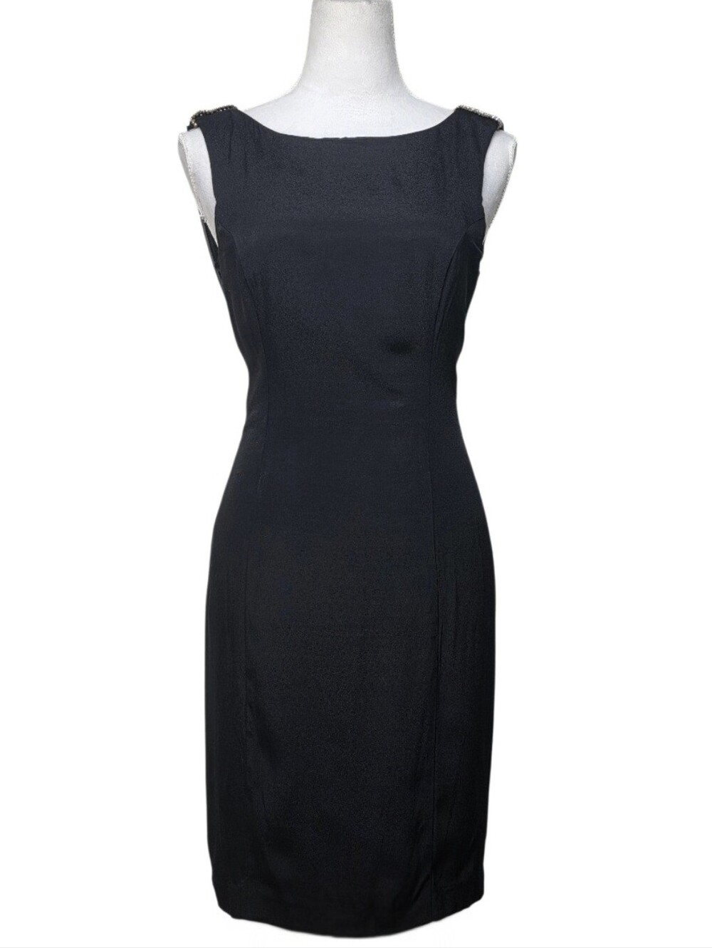 Late Edition Classic Black Sleeveless Sheath Midi Sheath Dress Size 8